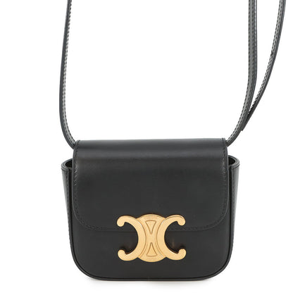 CELINE Triomphe Mini Claude Shoulder Bag Black10I513 Leather