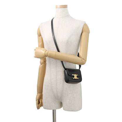 CELINE Triomphe Mini Claude Shoulder Bag Black10I513 Leather