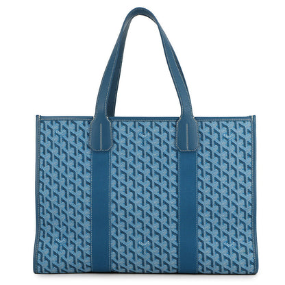 GOYARD Villette Tote Bag Blue Canvas Leather Size MM