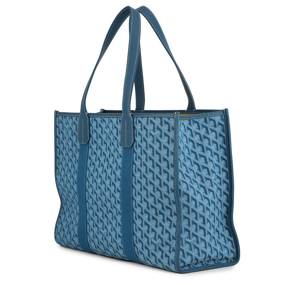 GOYARD Villette Tote Bag Blue Canvas Leather Size MM