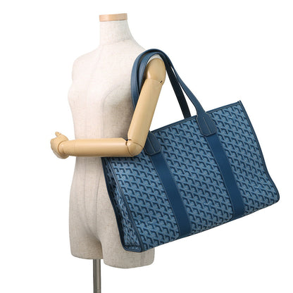GOYARD Villette Tote Bag Blue Canvas Leather Size MM