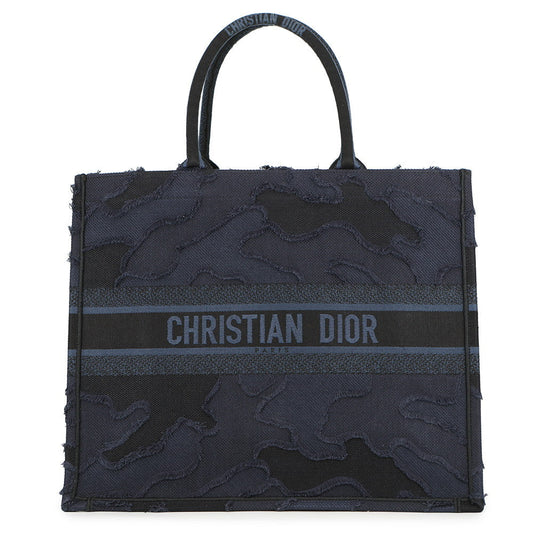 Dior Camouflage Book Tote Navy/Black Canvas Size Large