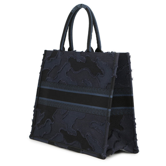 Dior Camouflage Book Tote Navy/Black Canvas Size Large