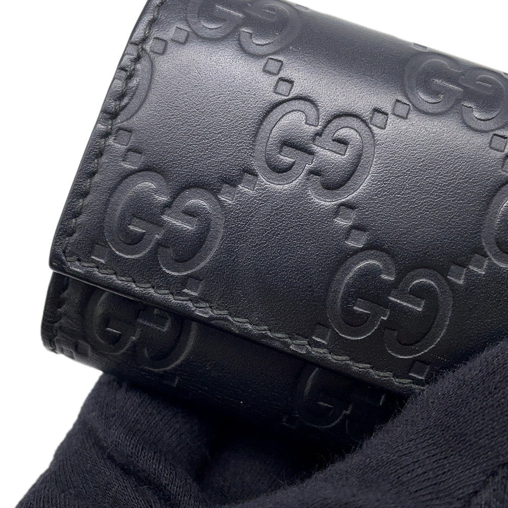 GUCCI Guccissima 6-Key Case Black138093 Leather