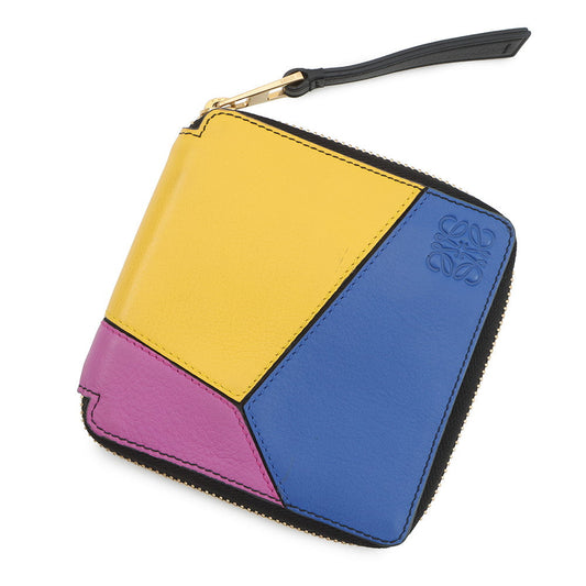 LOEWE Puzzle Round Zip Compact Wallet Black/Multicolor Leather
