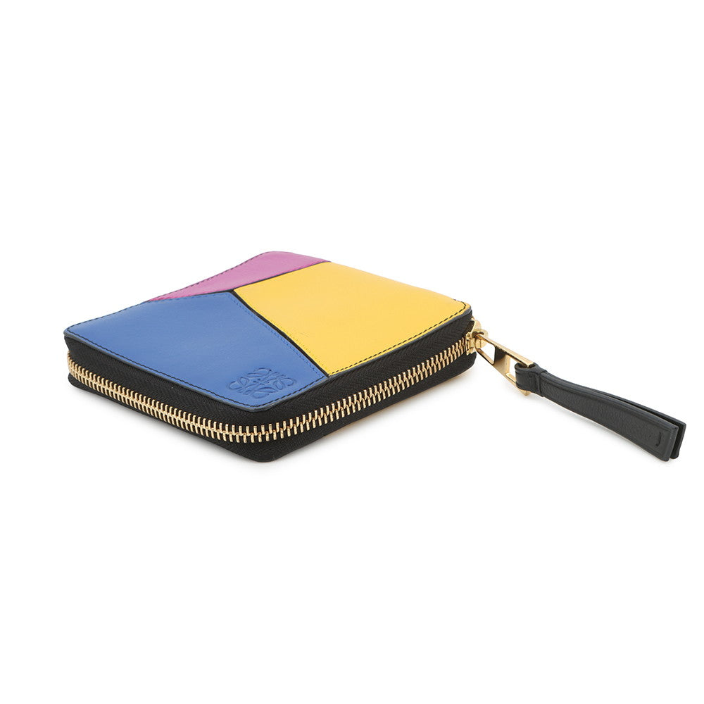 LOEWE Puzzle Round Zip Compact Wallet Black/Multicolor Leather