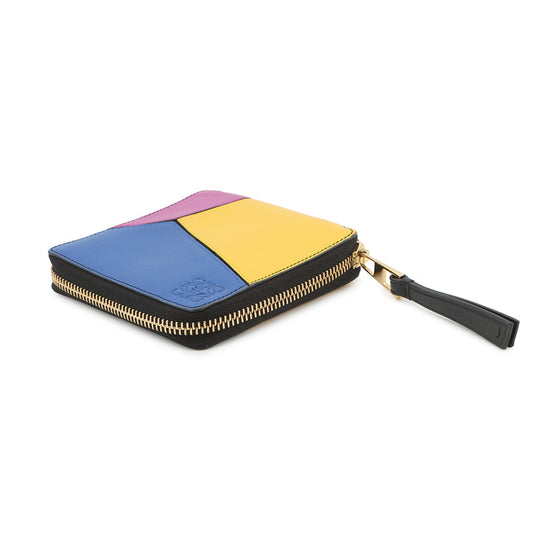 LOEWE Puzzle Round Zip Compact Wallet Black/Multicolor Leather
