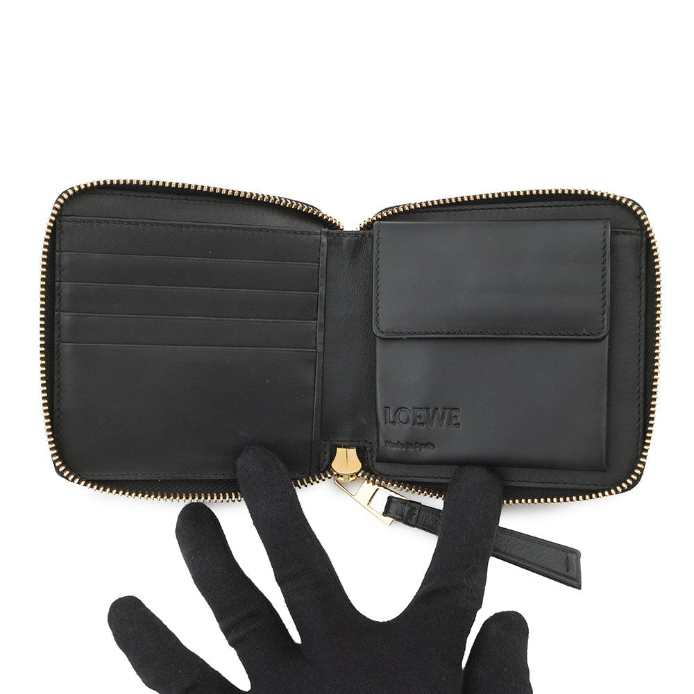LOEWE Puzzle Round Zip Compact Wallet Black/Multicolor Leather