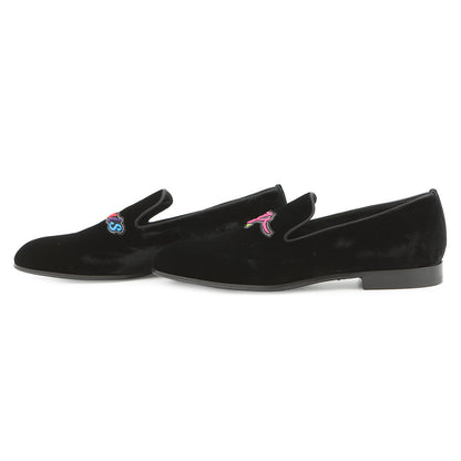 LOUIS VUITTON Auteuil loafers Black/Multicolor Velour Size 5H