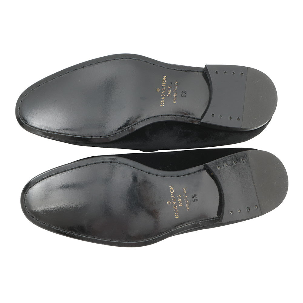 LOUIS VUITTON Auteuil loafers Black/Multicolor Velour Size 5H
