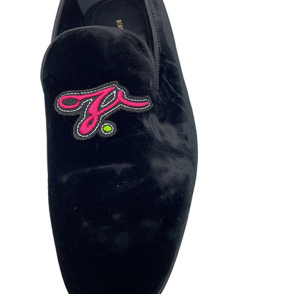 LOUIS VUITTON Auteuil loafers Black/Multicolor Velour Size 5H