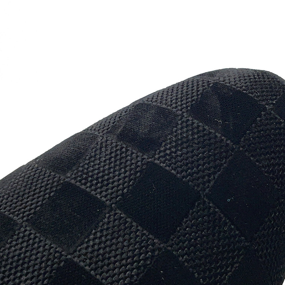 LOUIS VUITTON Auteuil line Damier loafers with embroidery logo Black Velour Size 8L