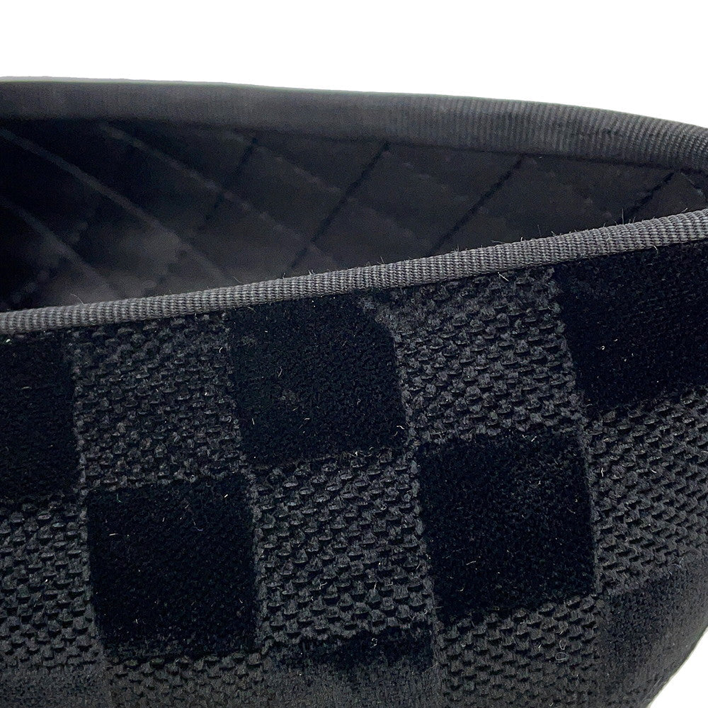 LOUIS VUITTON Auteuil line Damier loafers with embroidery logo Black Velour Size 8L