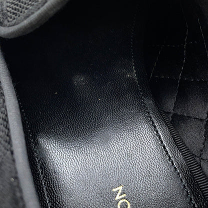 LOUIS VUITTON Auteuil line Damier loafers with embroidery logo Black Velour Size 8L