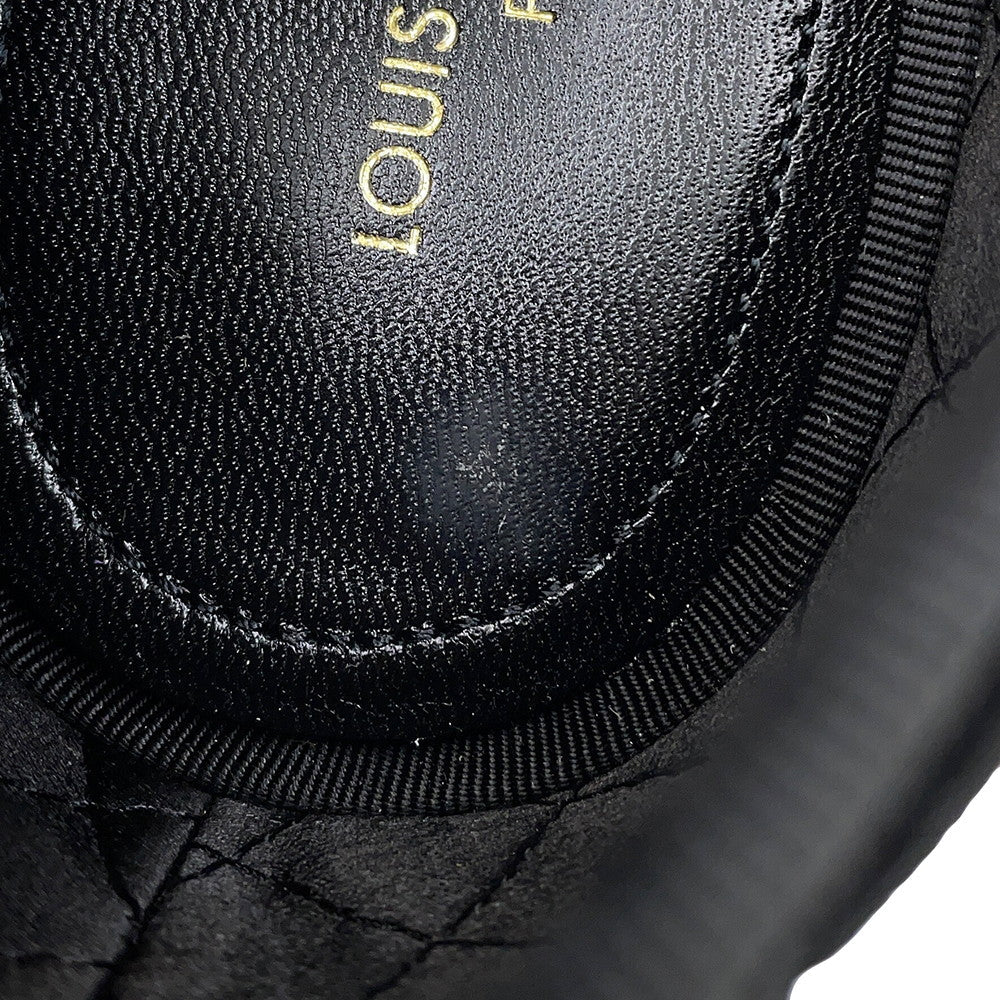 LOUIS VUITTON Auteuil line Damier loafers with embroidery logo Black Velour Size 8L