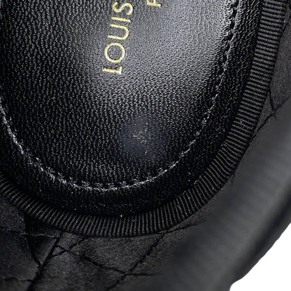 LOUIS VUITTON Auteuil line Damier loafers with embroidery logo Black Velour Size 8L