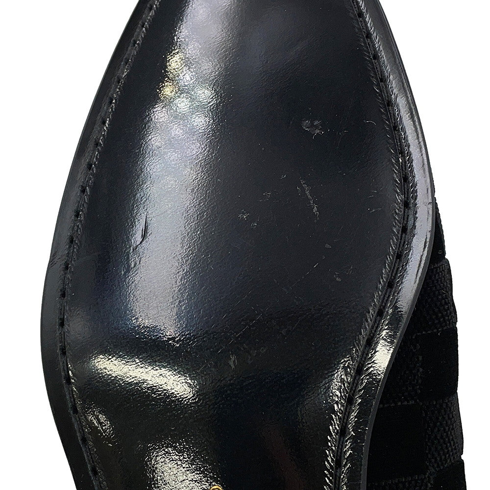 LOUIS VUITTON Auteuil line Damier loafers with embroidery logo Black Velour Size 8L