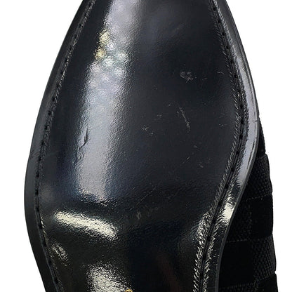 LOUIS VUITTON Auteuil line Damier loafers with embroidery logo Black Velour Size 8L