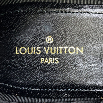 LOUIS VUITTON Auteuil line Damier loafers with embroidery logo Black Velour Size 8L
