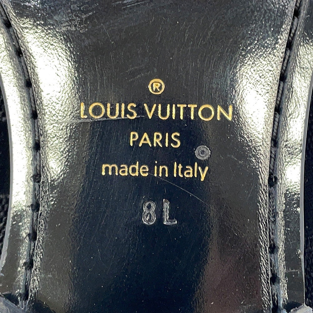 LOUIS VUITTON Auteuil line Damier loafers with embroidery logo Black Velour Size 8L