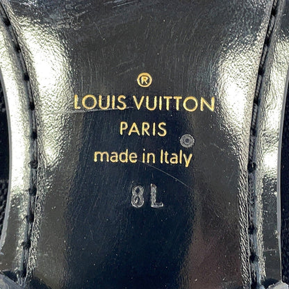 LOUIS VUITTON Auteuil line Damier loafers with embroidery logo Black Velour Size 8L