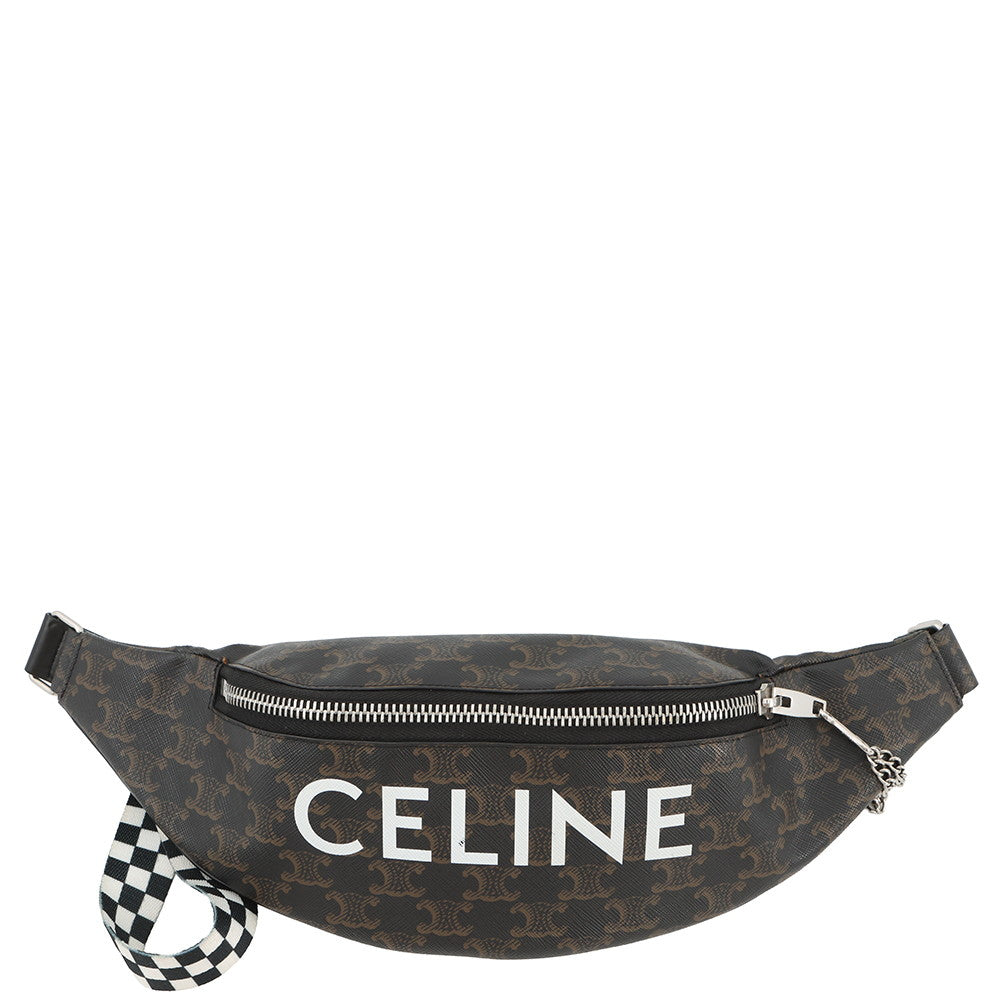 CELINE Triomphe belt bag Brown/Black/White195972 PVC
