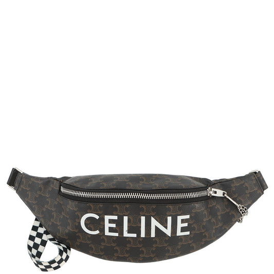 CELINE Triomphe belt bag Brown/Black/White195972 PVC