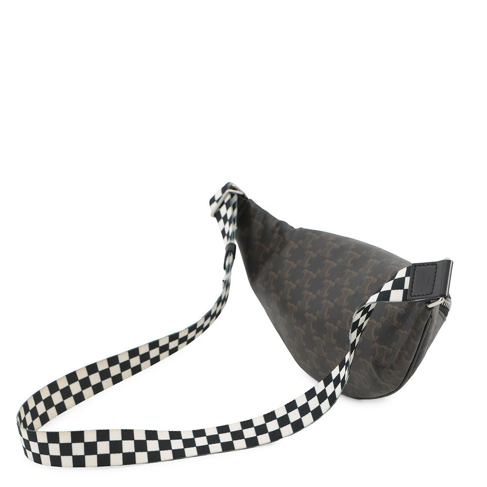 CELINE Triomphe belt bag Brown/Black/White195972 PVC