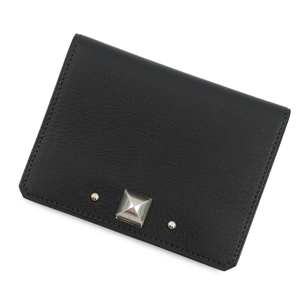 HERMES Medall Card Case Black Chevre Shamqila
