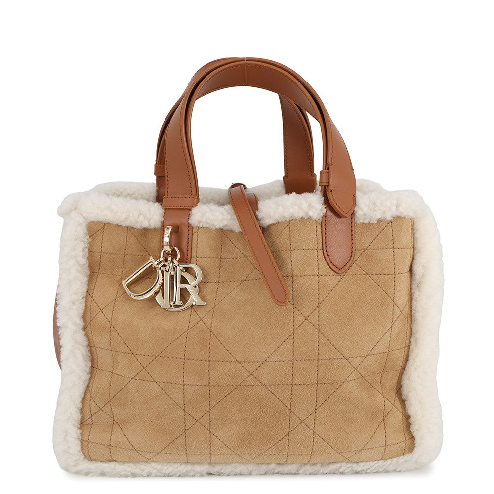 Dior To Jules Macrocannage Handbag Beige/Brown/EcruWhiteM2821OMMZ Shearling suede Size Medium
