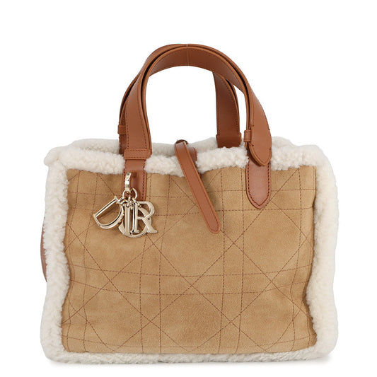 Dior To Jules Macrocannage Handbag Beige/Brown/EcruWhiteM2821OMMZ Shearling suede Size Medium