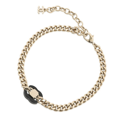CHANEL CC Logo Key Choker Metal Rhinestone Faux Pearl