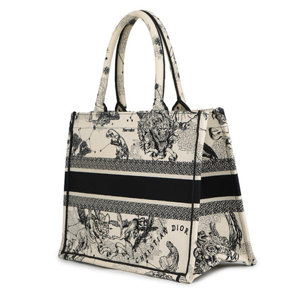 Dior Book Tote Zodiac Latte White/BlackM1296ZRHZ Canvas Size Medium