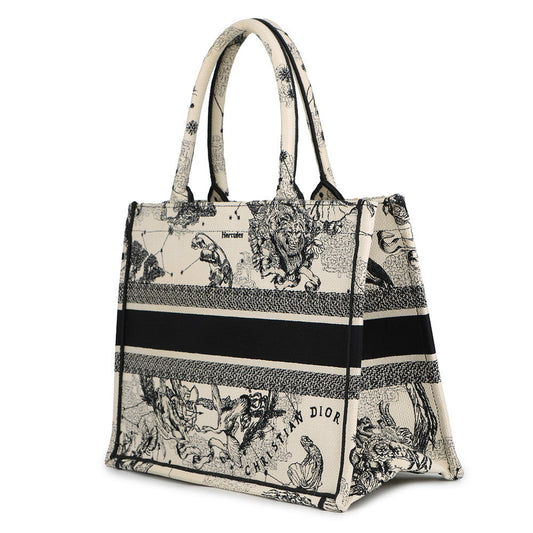 Dior Book Tote Zodiac Latte White/BlackM1296ZRHZ Canvas Size Medium