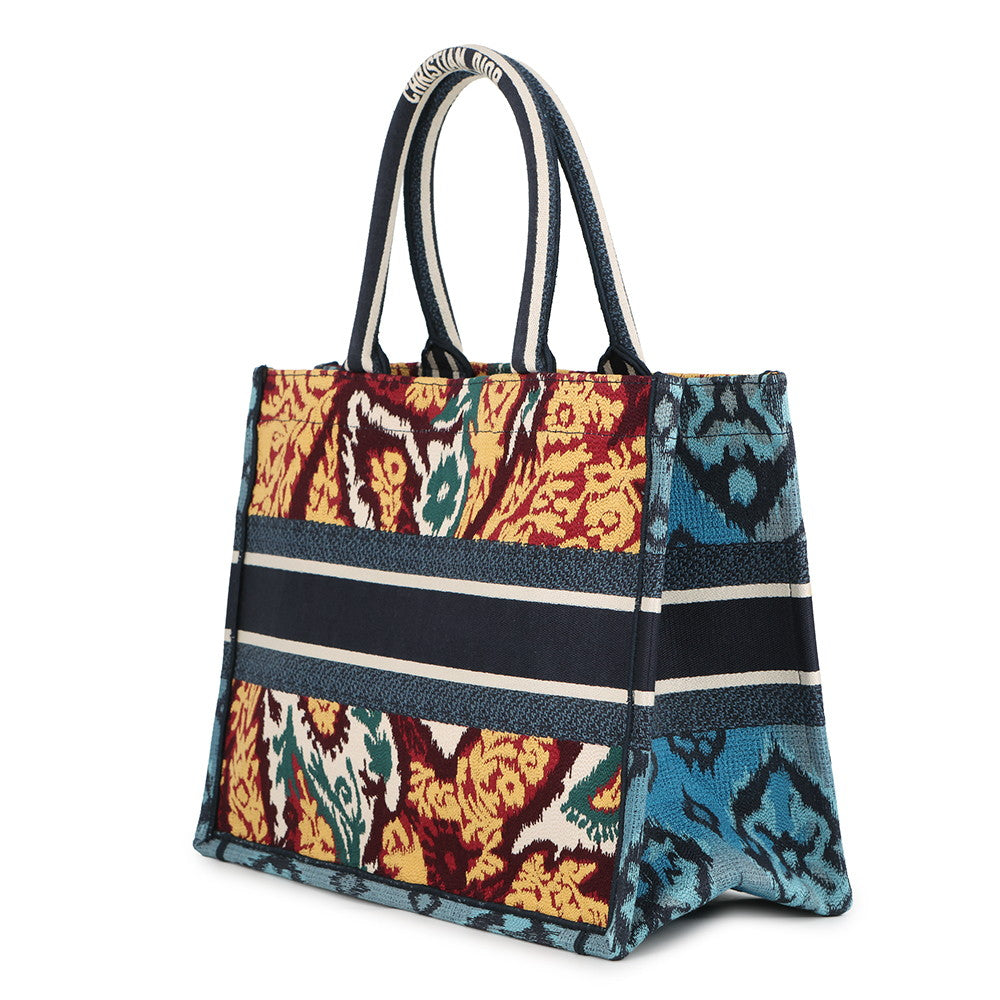 Dior Book Tote Embroidery Paisley Navy/Multicolor Canvas Size Medium
