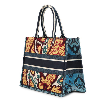 Dior Book Tote Embroidery Paisley Navy/Multicolor Canvas Size Medium