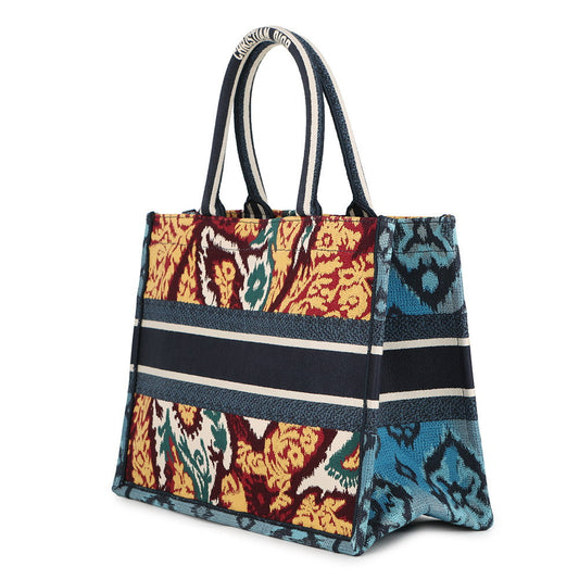 Dior Book Tote Embroidery Paisley Navy/Multicolor Canvas Size Medium