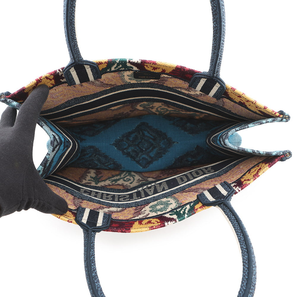 Dior Book Tote Embroidery Paisley Navy/Multicolor Canvas Size Medium