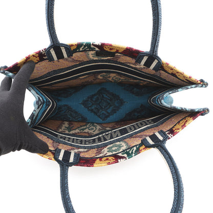 Dior Book Tote Embroidery Paisley Navy/Multicolor Canvas Size Medium