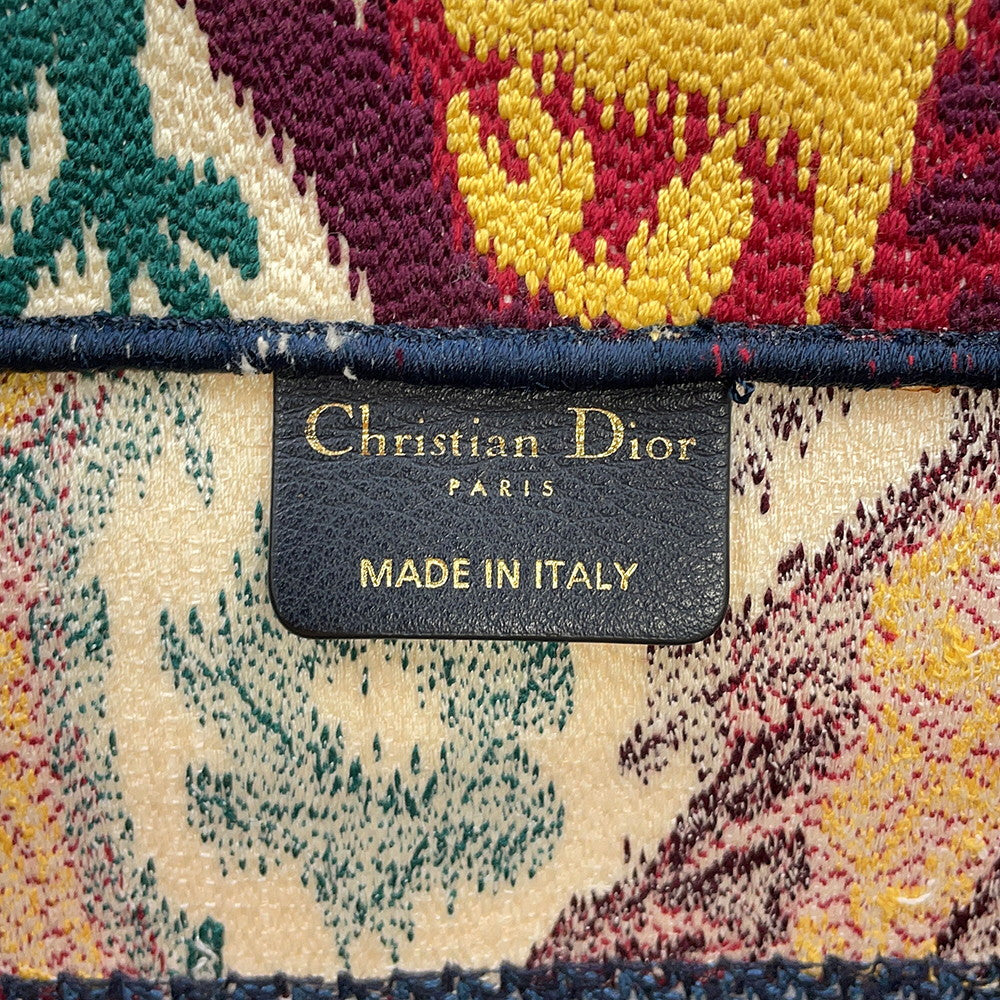 Dior Book Tote Embroidery Paisley Navy/Multicolor Canvas Size Medium
