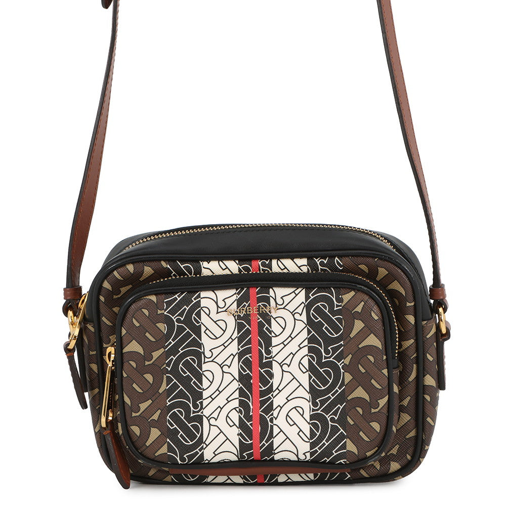 BURBERRY TBMonogram Striped Camera Bag Brown/Black/White8021485 Leather PVC