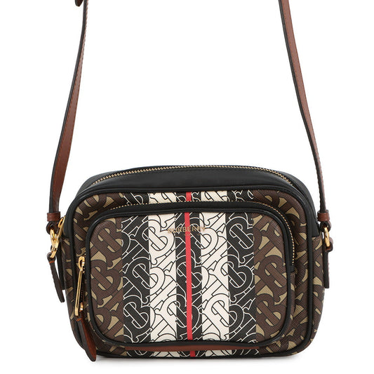 BURBERRY TBMonogram Striped Camera Bag Brown/Black/White8021485 Leather PVC