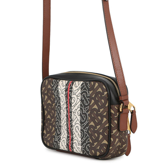 BURBERRY TBMonogram Striped Camera Bag Brown/Black/White8021485 Leather PVC