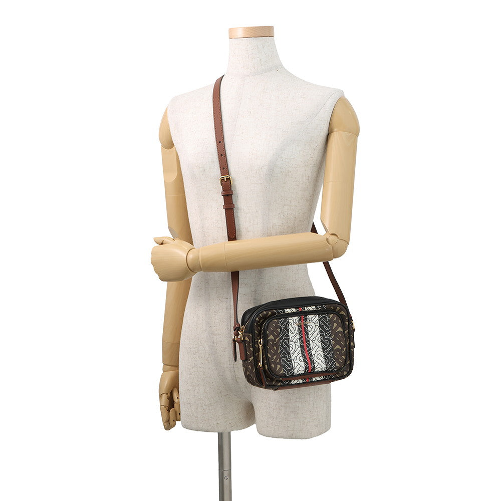 BURBERRY TBMonogram Striped Camera Bag Brown/Black/White8021485 Leather PVC