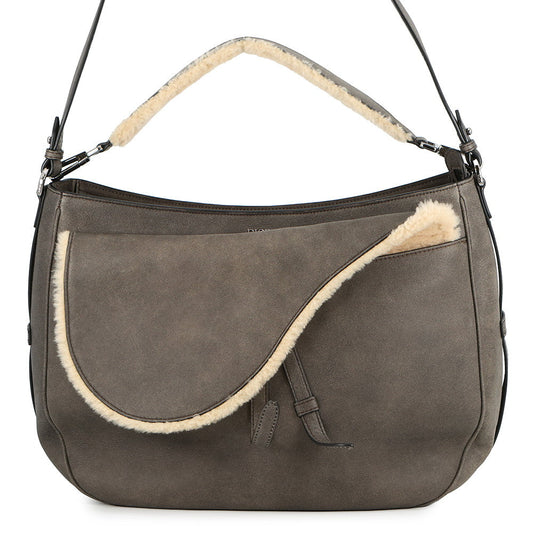 Dior Saddle 2-way soft bag Brown Leather Mouton