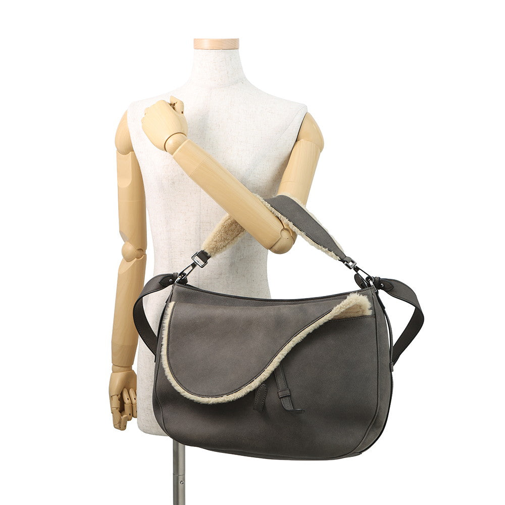 Dior Saddle 2-way soft bag Brown Leather Mouton