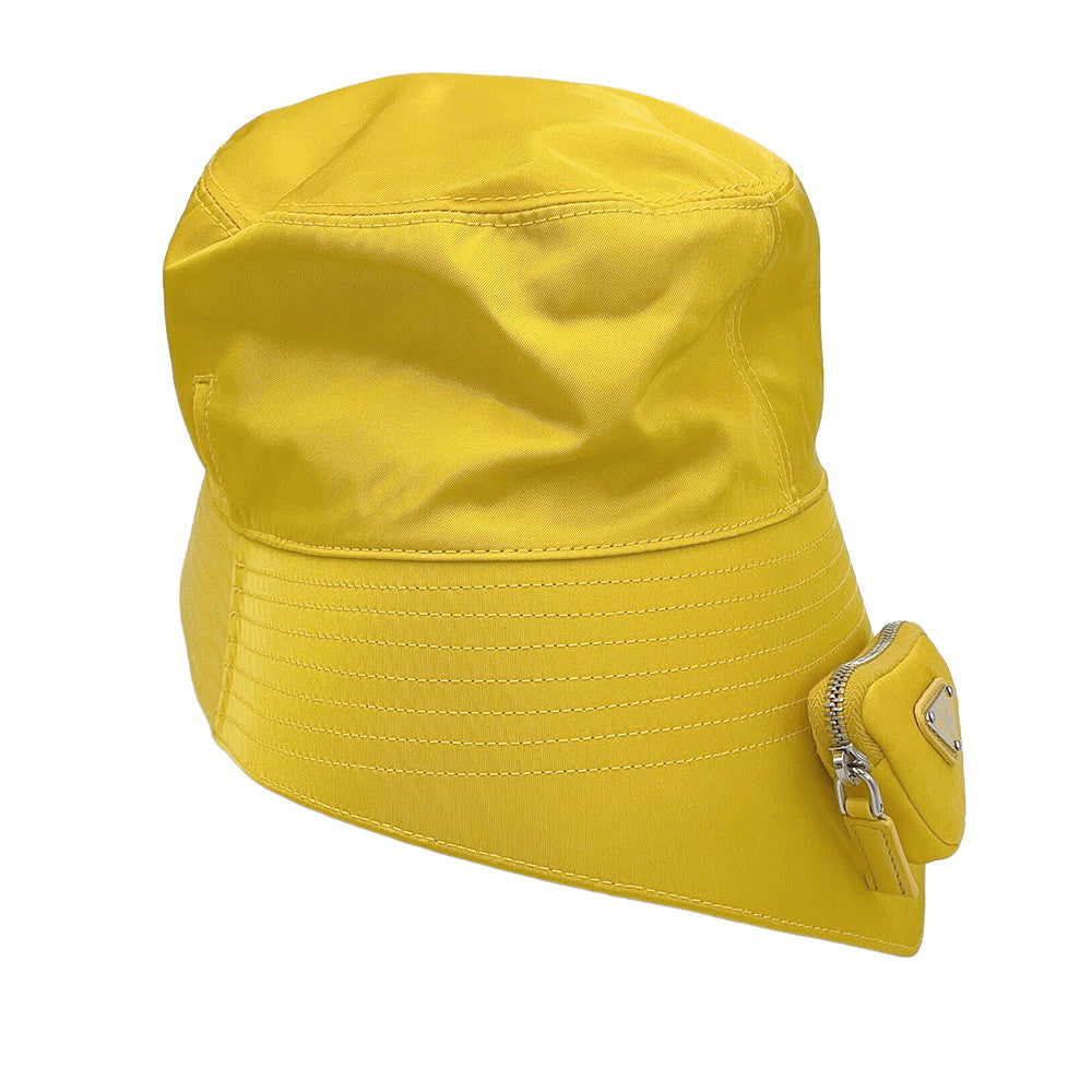 PRADA Re-Nylon Triangle Logo Bucket Hat with Mini Pouch Yellow2HC282 Nylon