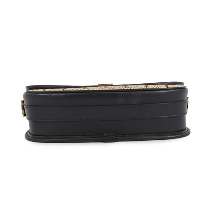 SAINT LAURENT PARIS Monogram Satchel All-Over Shoulder Bag Beige/Black585006 Canvas Leather Size Medium