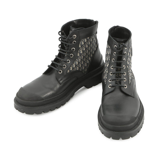 Dior Oblique Explorer short boots Black/Gray3BO296ZKD Leather Canvas Size 42