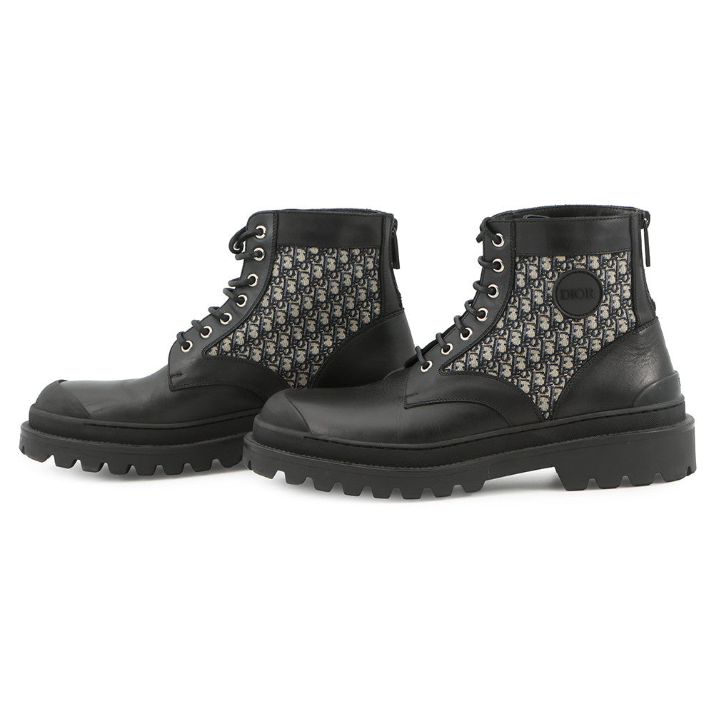 Dior Oblique Explorer short boots Black/Gray3BO296ZKD Leather Canvas Size 42